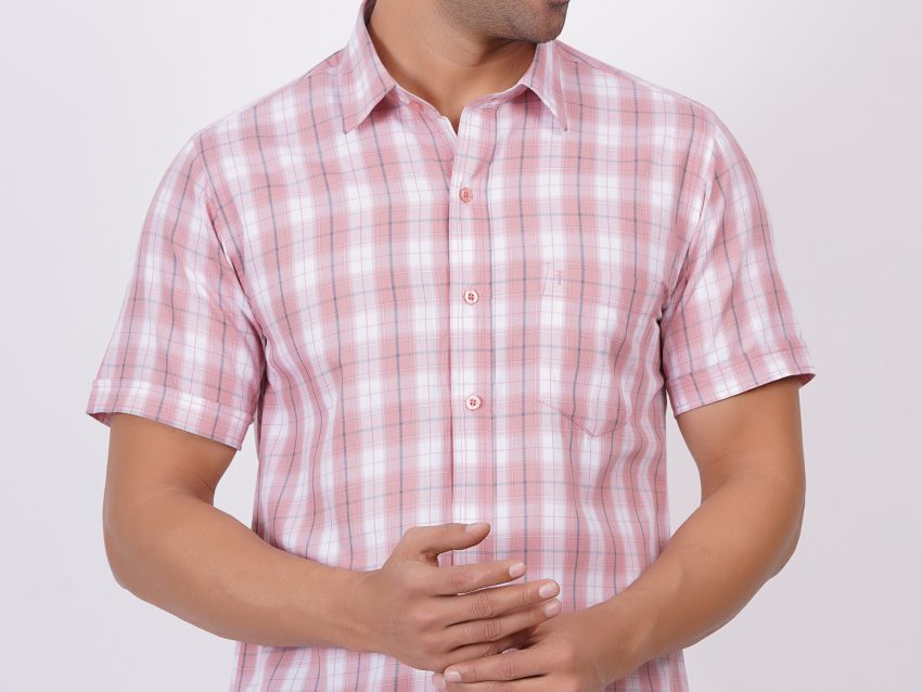 Pink and black Stripes | TTASCOTT Half Sleeve Check Shirt | TC 1177 - 1