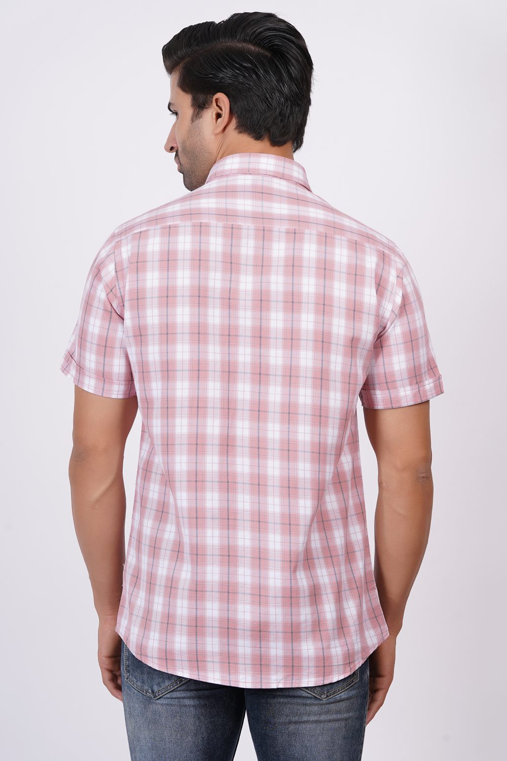 Pink and black Stripes | TTASCOTT Half Sleeve Check Shirt