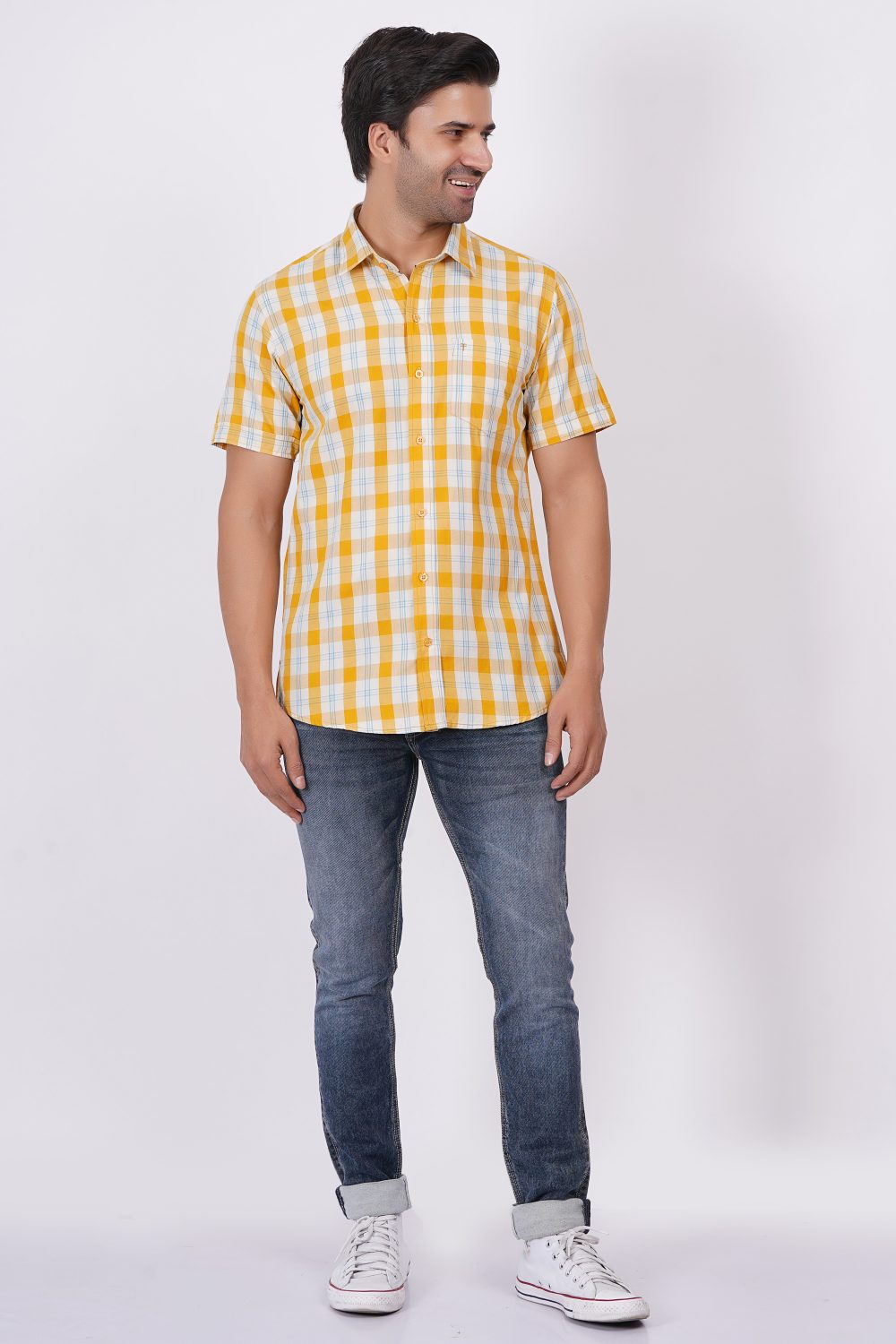 Yellow | TTASCOTT Half Sleeve Check Shirt