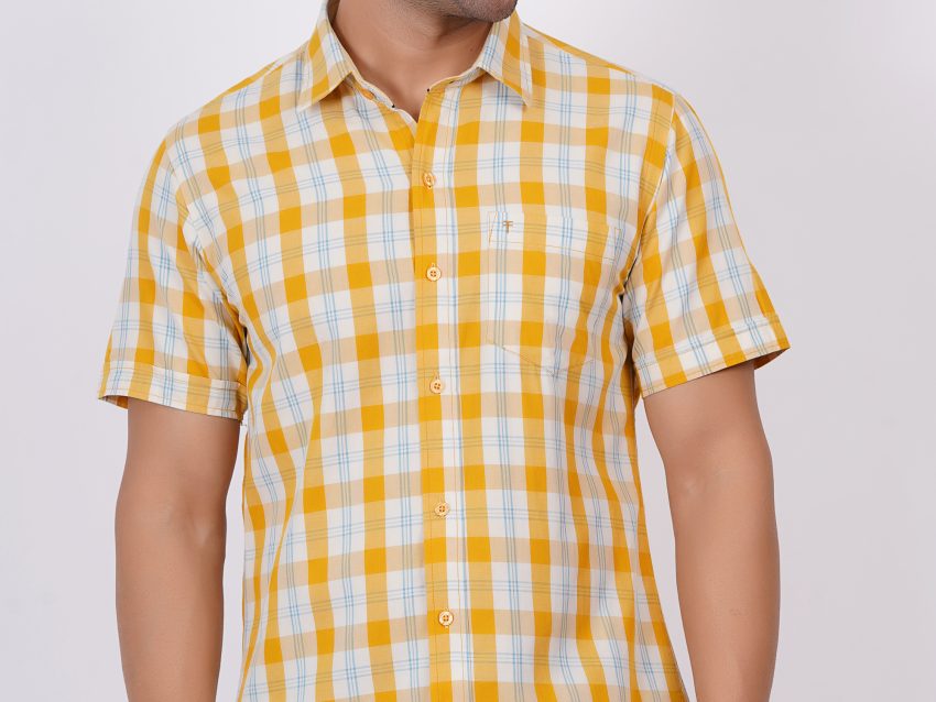Yellow | TTASCOTT Half Sleeve Check Shirt | TC 1176 - 2