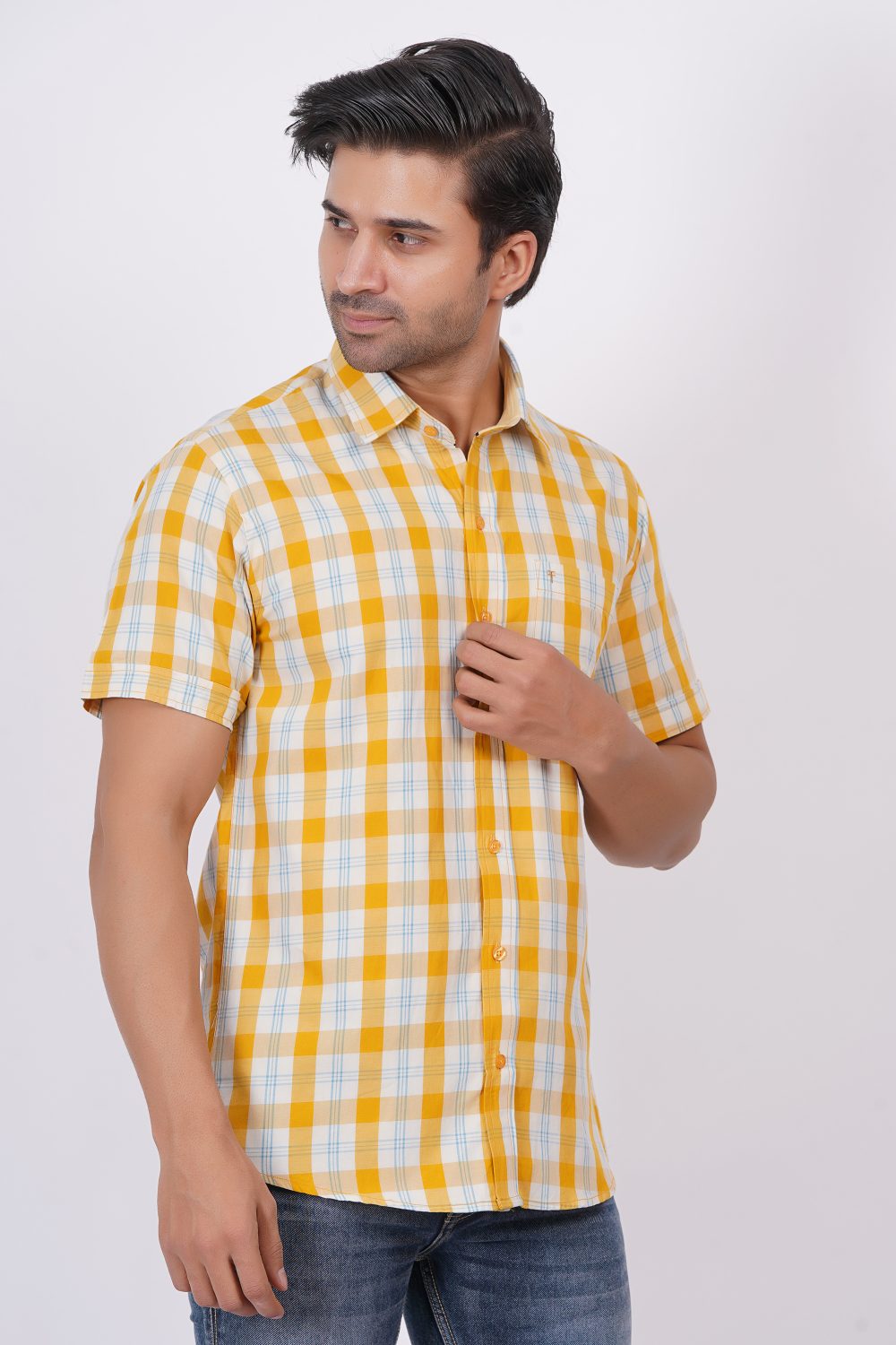 Yellow | TTASCOTT Half Sleeve Check Shirt