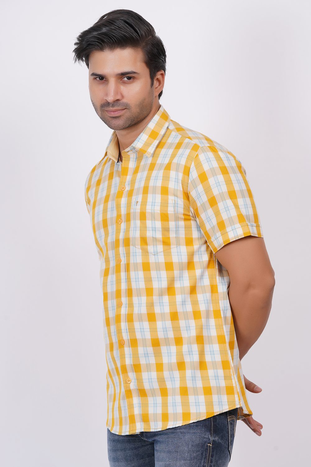 Yellow | TTASCOTT Half Sleeve Check Shirt