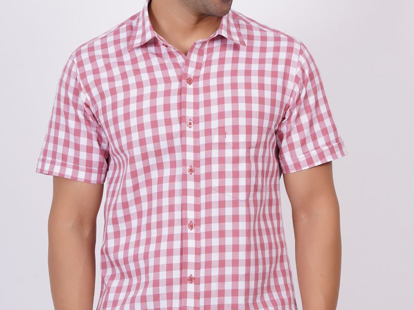Pink | TTASCOTT Half Sleeve Check Shirt | TC 1175 - 5