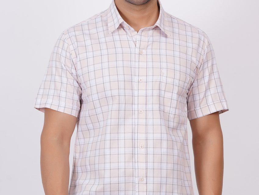 White | TTASCOTT Half Sleeve Check Shirt | TC 1179 - 2