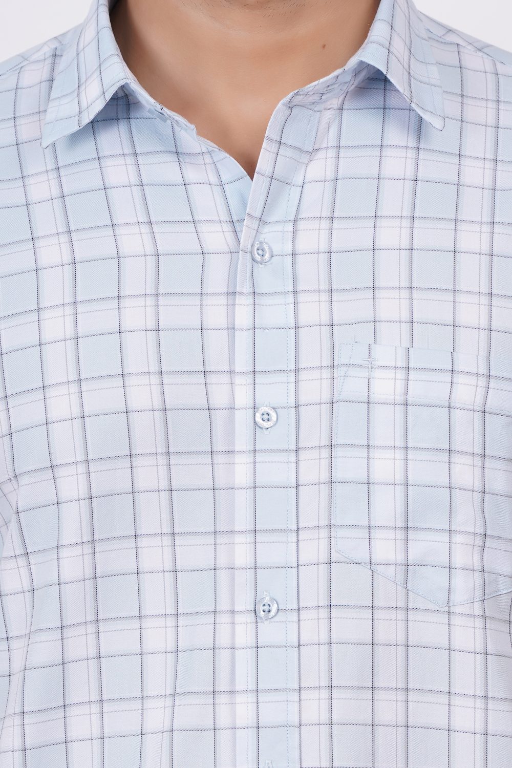 Light Blue | TTASCOTT Half Sleeve Check Shirt